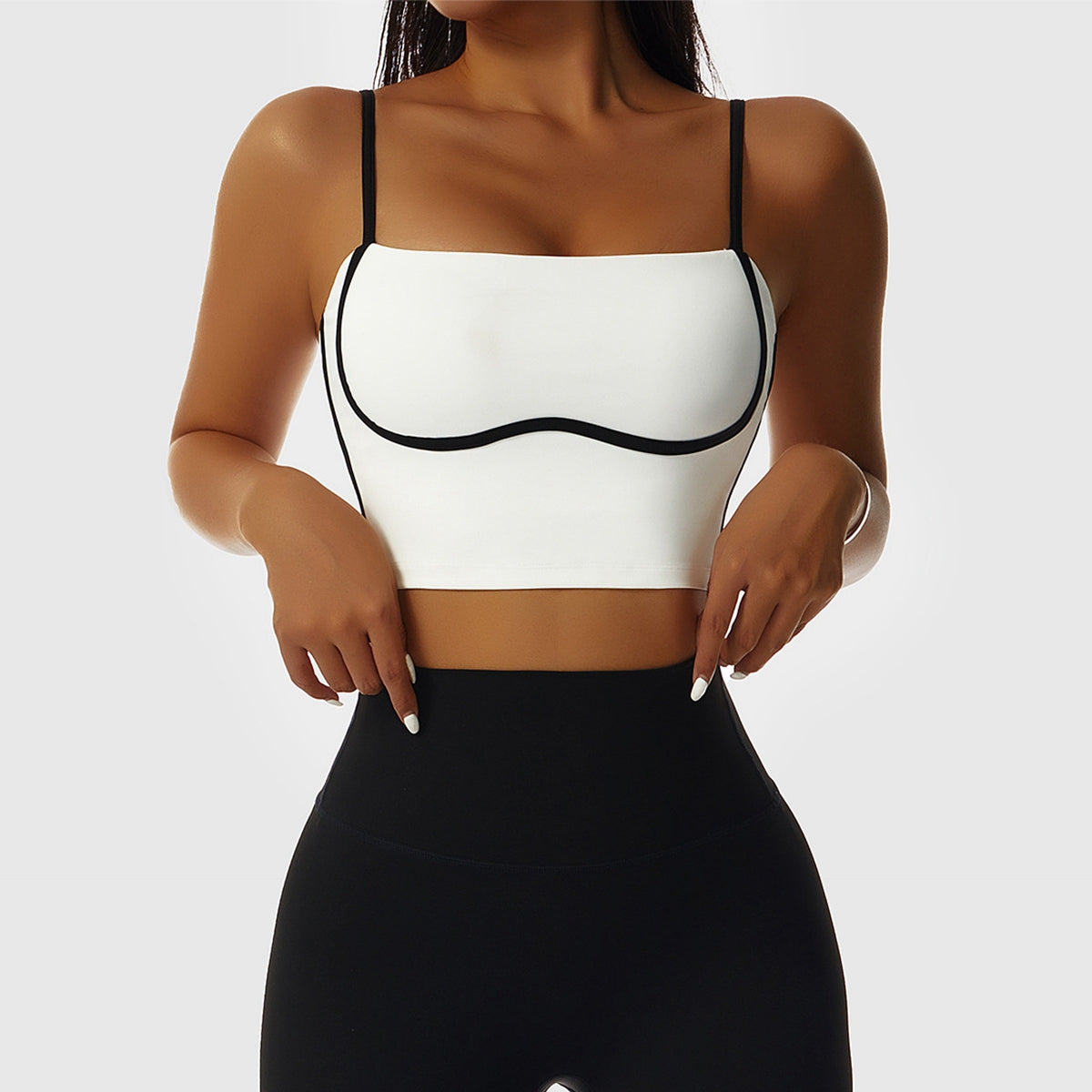 Contrast Spaghetti Strap Sports Bra