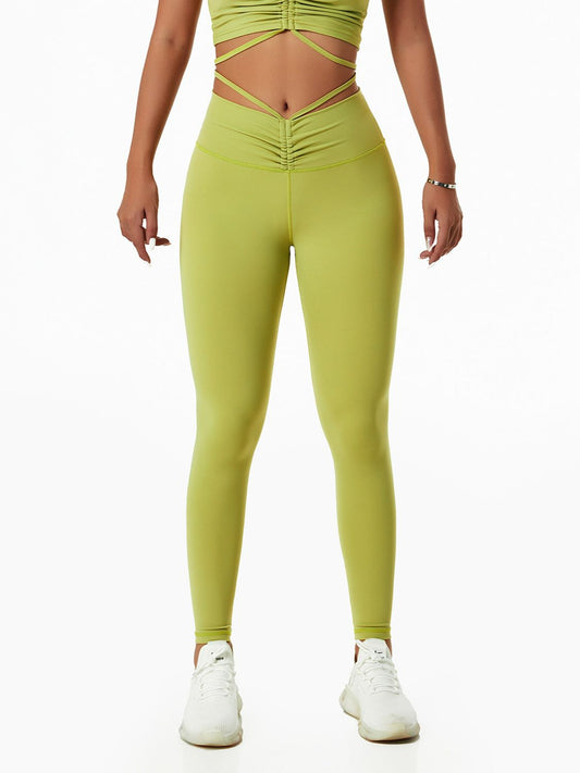 Breathable Drawstring Ruched Sports Leggings (Bottoms Only)