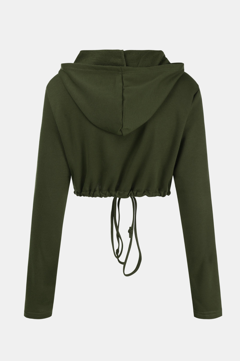 Zip Up Drawstring Cropped Hoodie and Pants Set