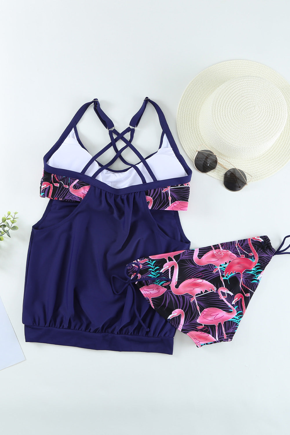 Crisscross Cutout Two-Piece Tankini Set