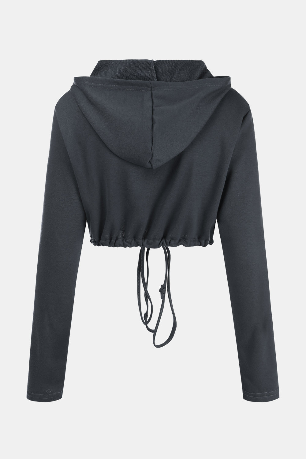 Zip Up Drawstring Cropped Hoodie and Pants Set