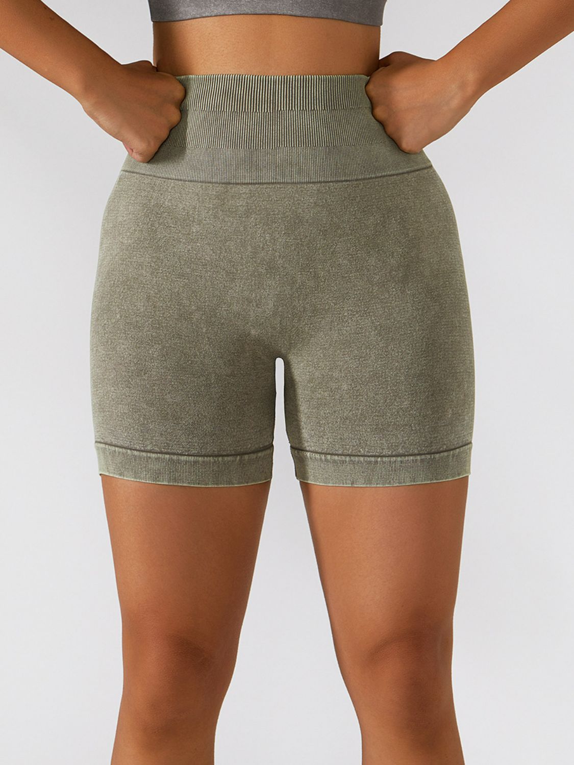 Acid Wash Textured Biker Shorts