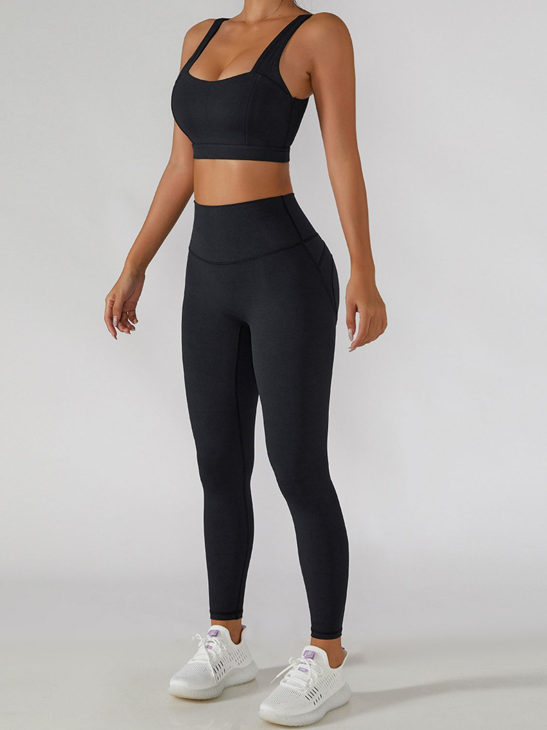 Elastic Waistband Cropped Sports Leggings
