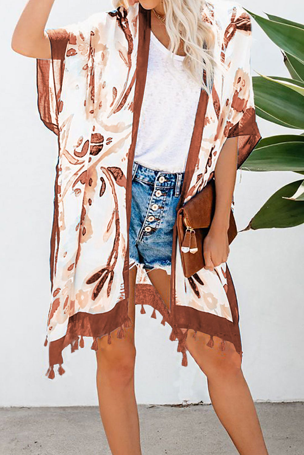 Bohemian Print Open Front Kimono