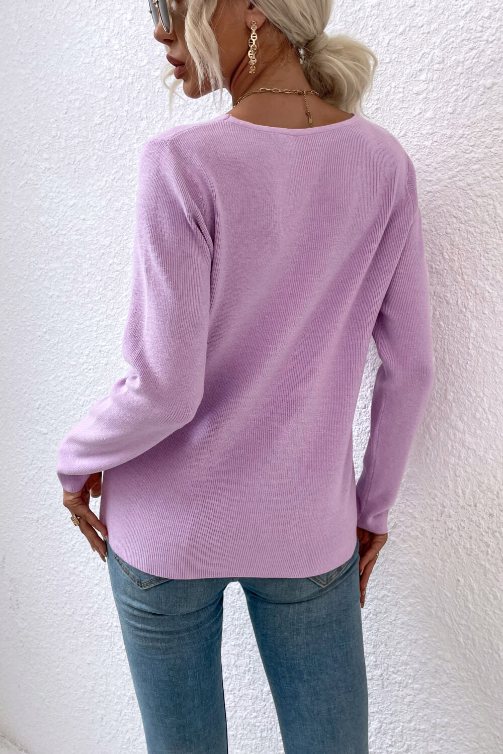 Crisscross V-Neck Knit Top