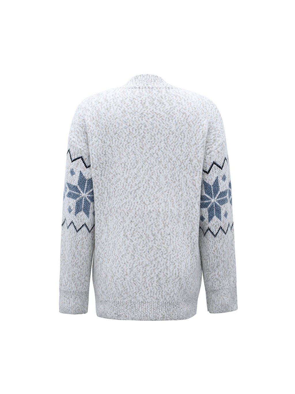 Fair Isle Snowflake Pattern Cardigan with Pockets