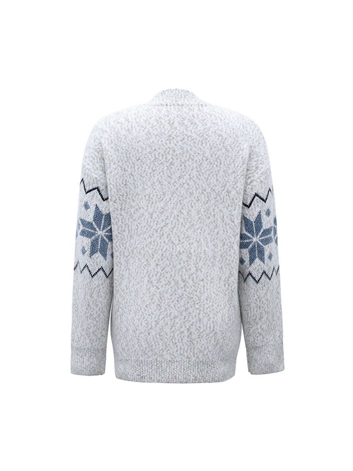 Fair Isle Snowflake Pattern Cardigan with Pockets