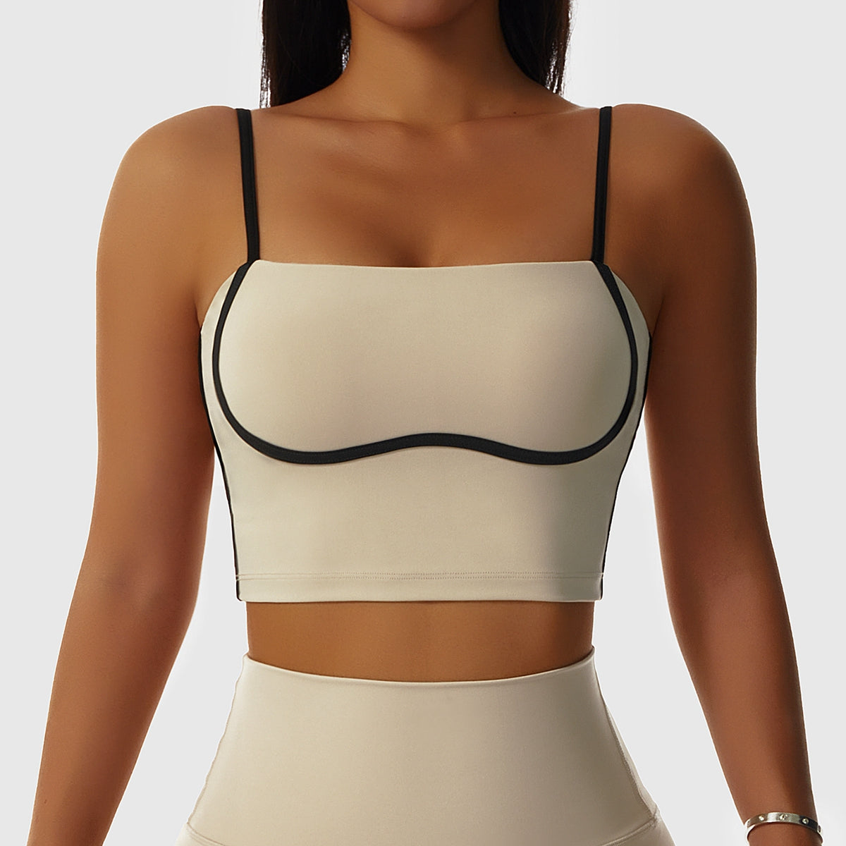 Contrast Spaghetti Strap Sports Bra
