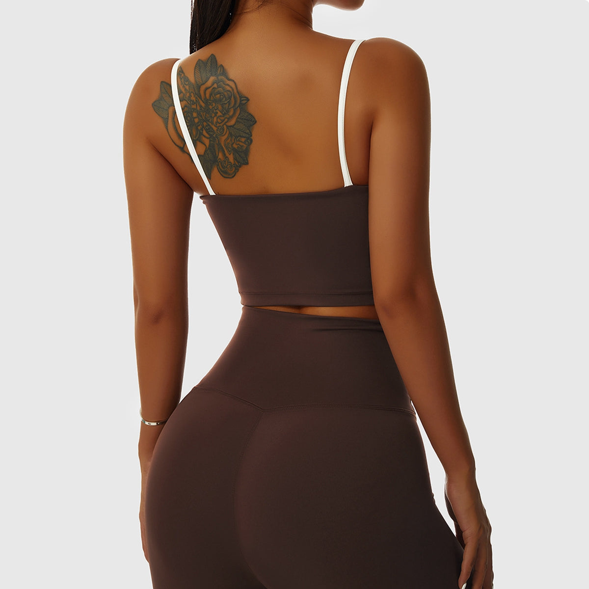 Contrast Spaghetti Strap Sports Bra