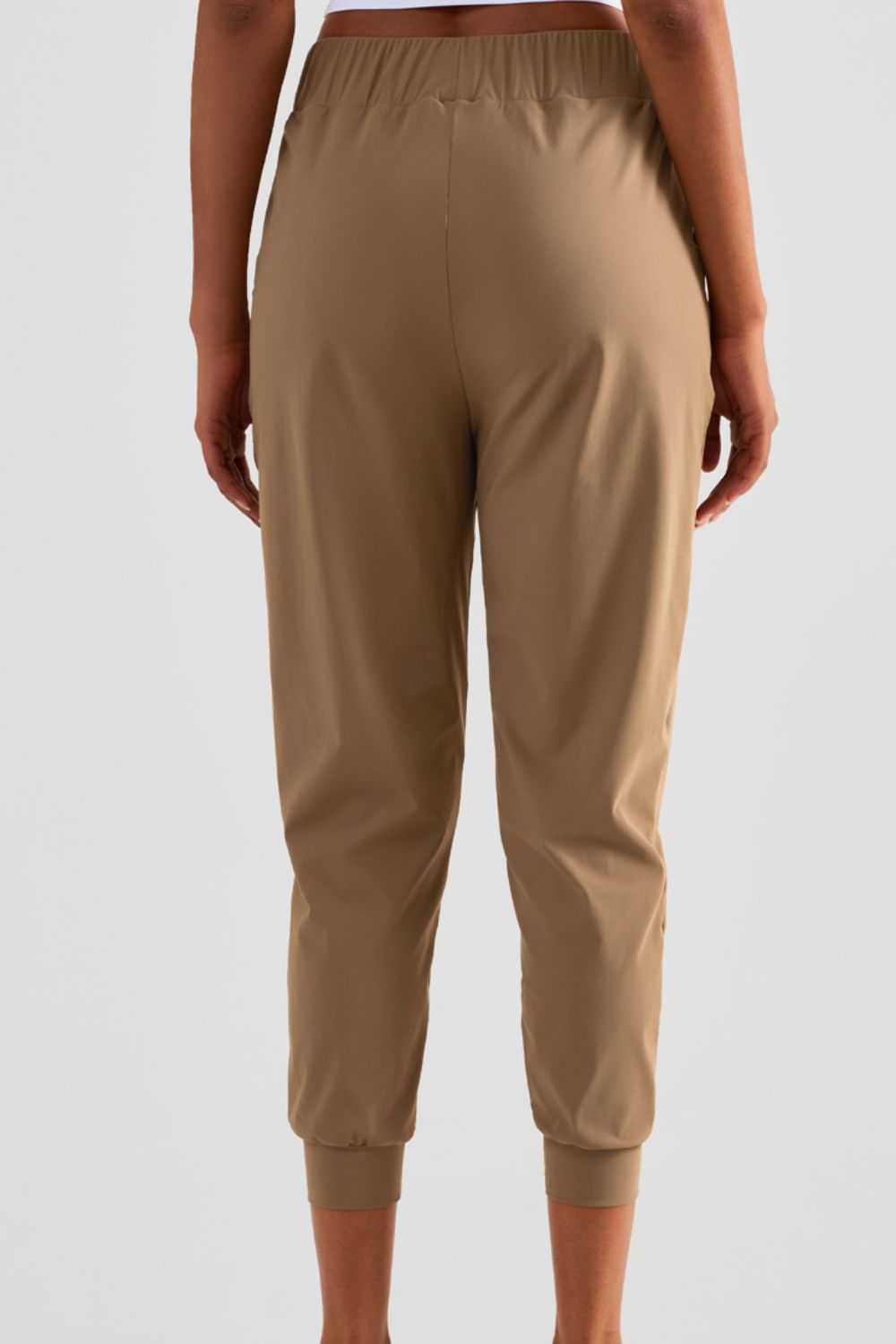 Elastic Waist Cropped Joggers with Side Pockets