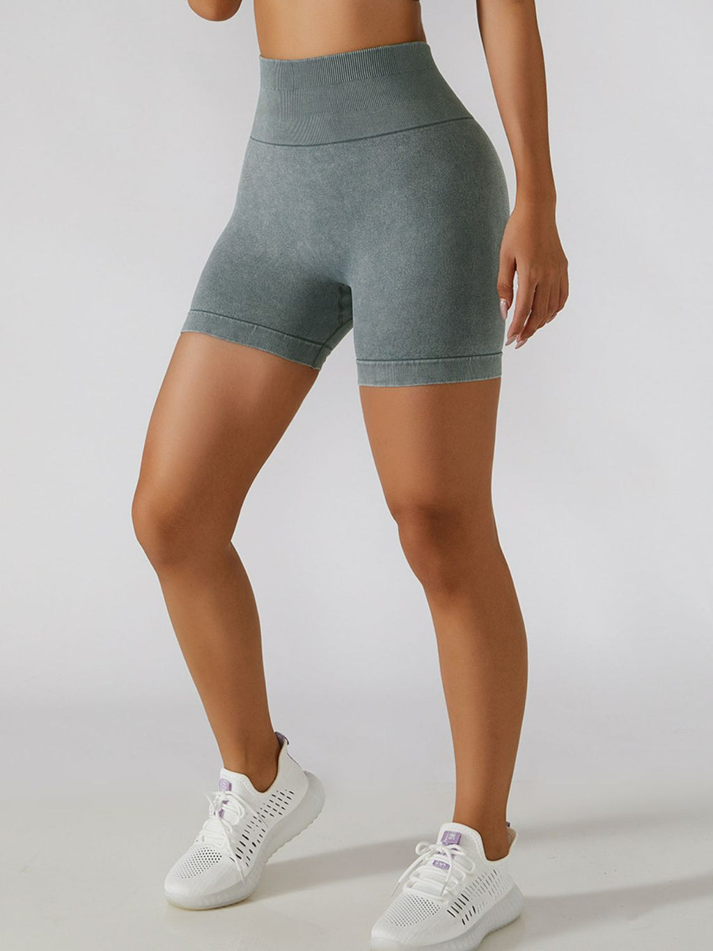 Acid Wash Textured Biker Shorts