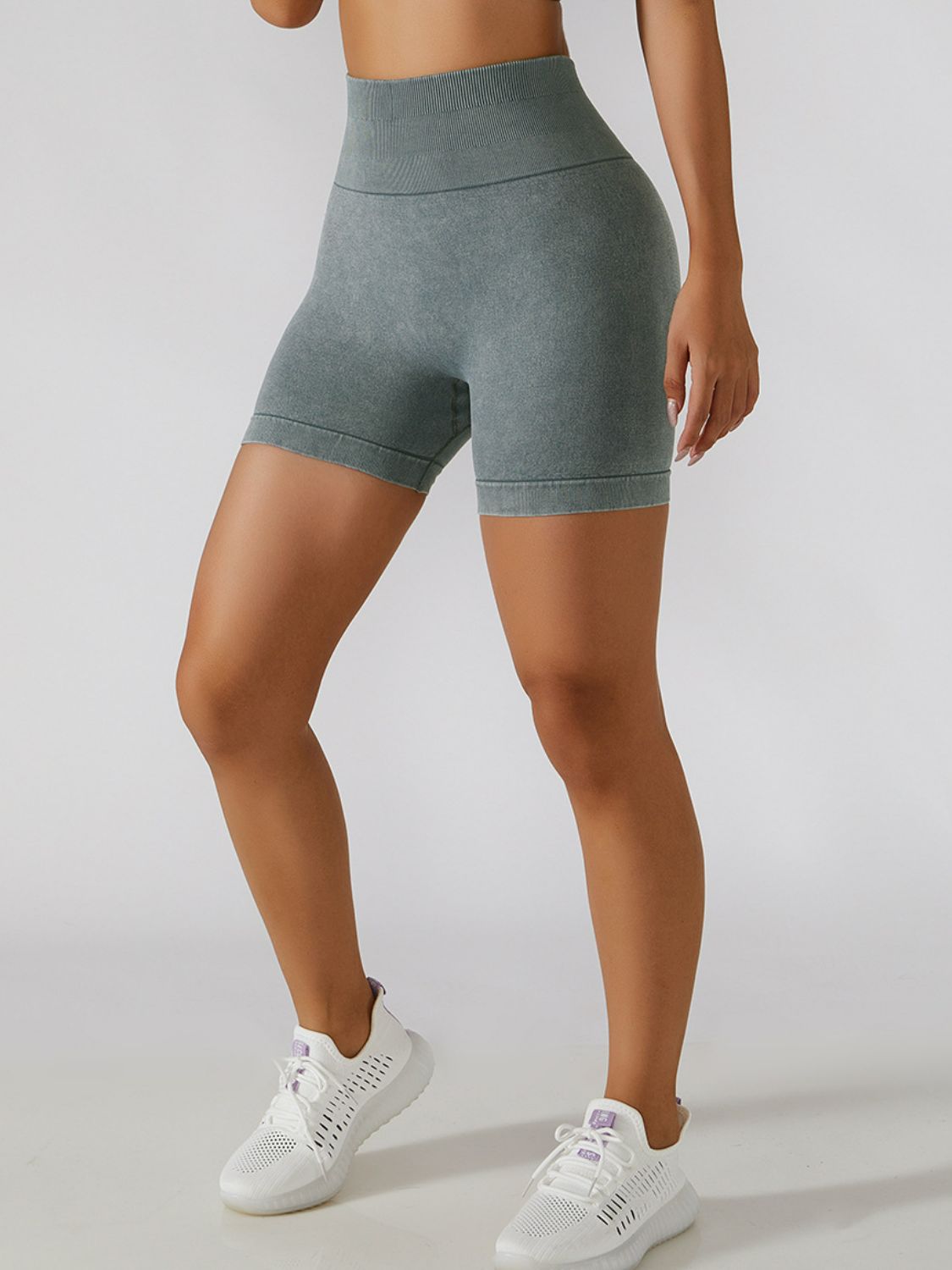 Acid Wash Textured Biker Shorts