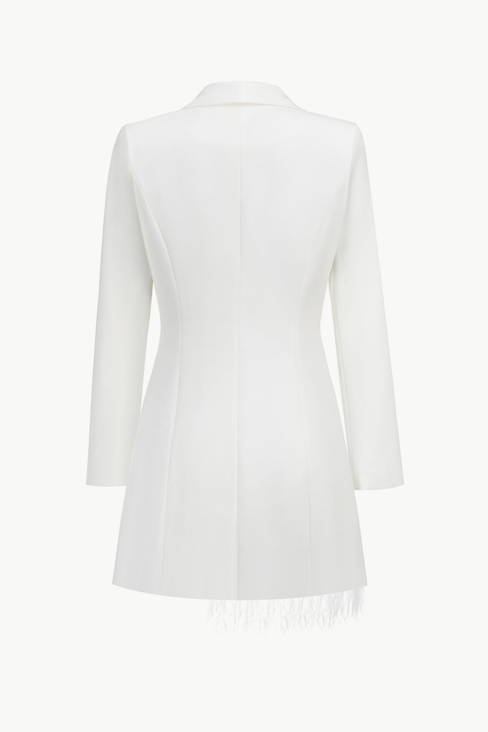 Feather Trim Shawl Collar Blazer Dress