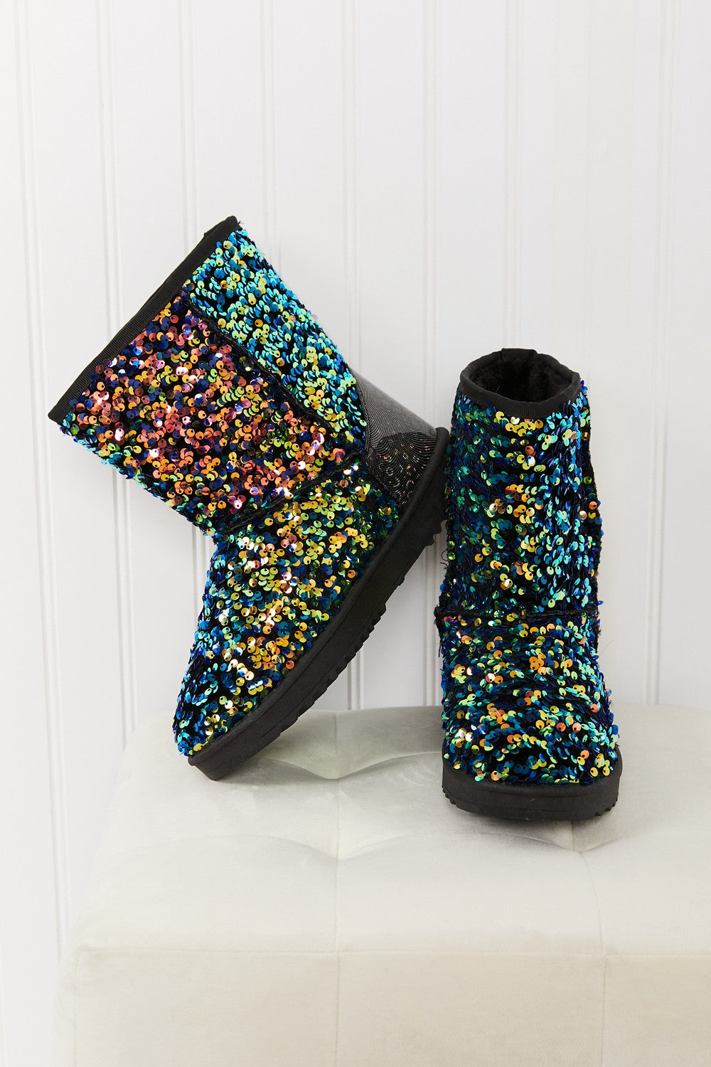 Forever Link Dazzle Me Multicolor Sequin Snow Booties