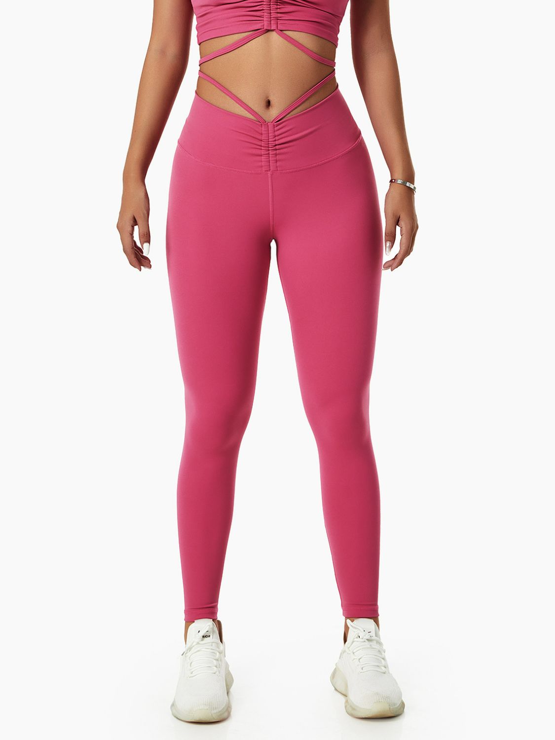 Breathable Drawstring Ruched Sports Leggings (Bottoms Only)