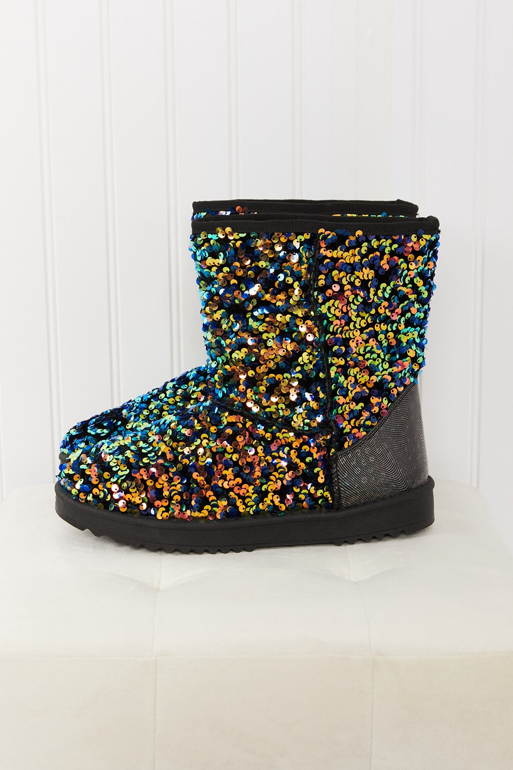 Forever Link Dazzle Me Multicolor Sequin Snow Booties