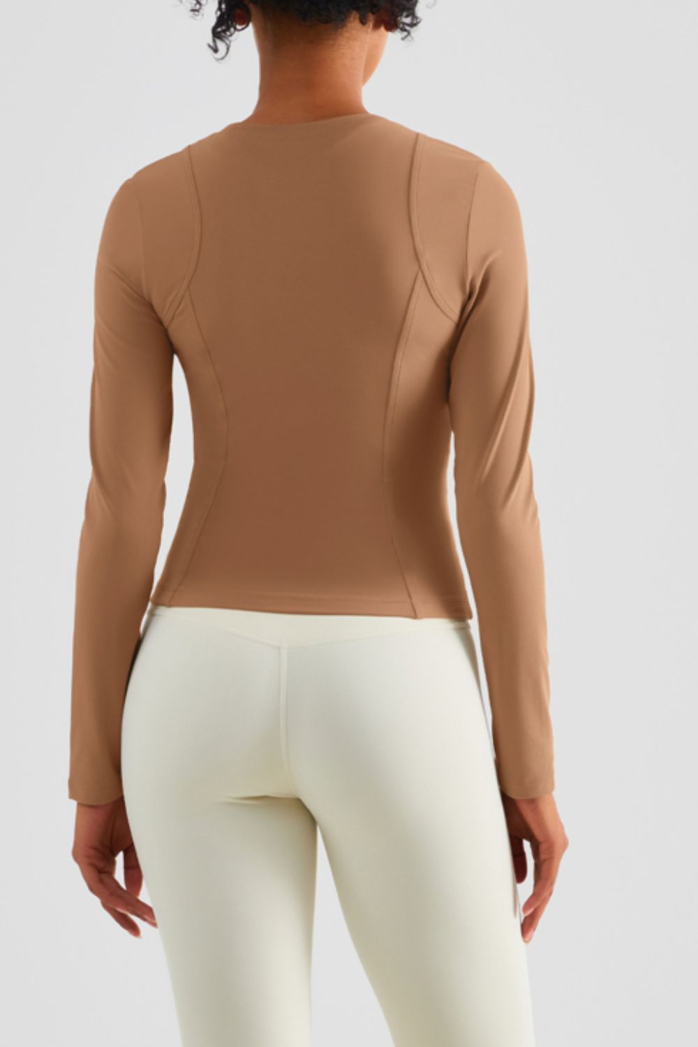 Seam Detail Round Neck Long Sleeve Sports Top
