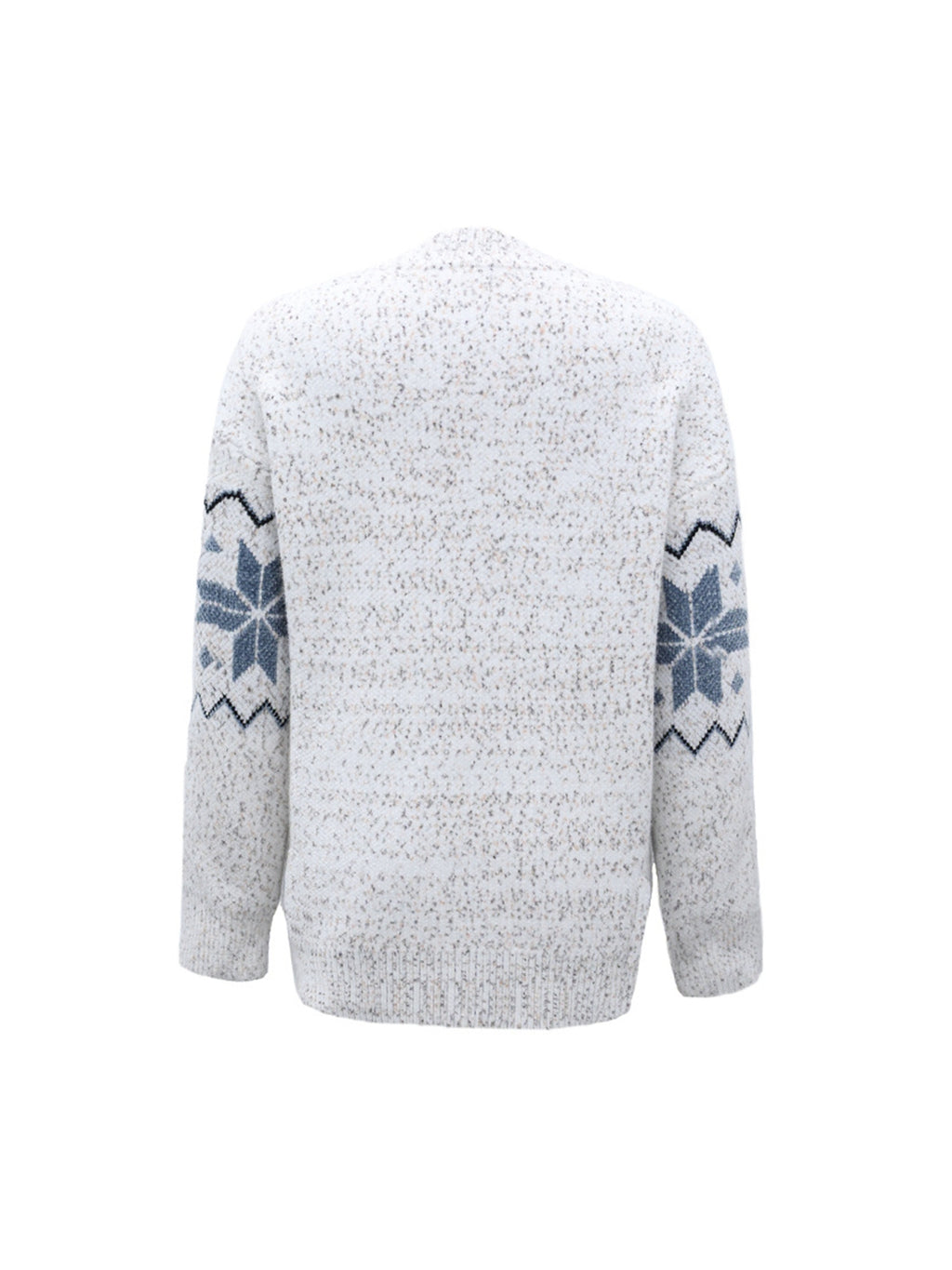 Fair Isle Snowflake Pattern Cardigan with Pockets