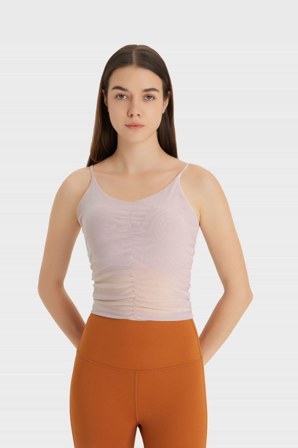 Ruched V-Neck Cropped Sports Cami