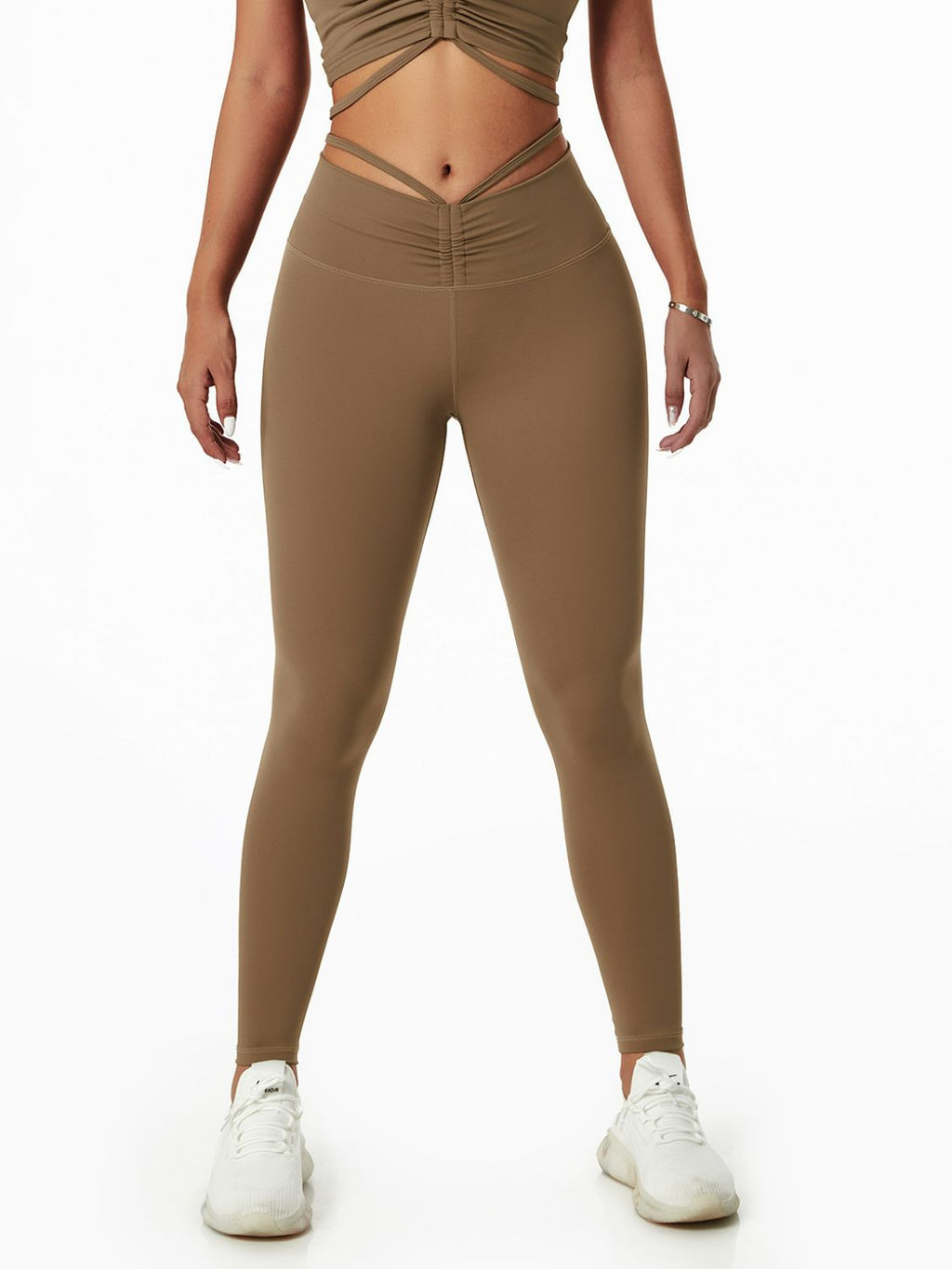 Breathable Drawstring Ruched Sports Leggings (Bottoms Only)