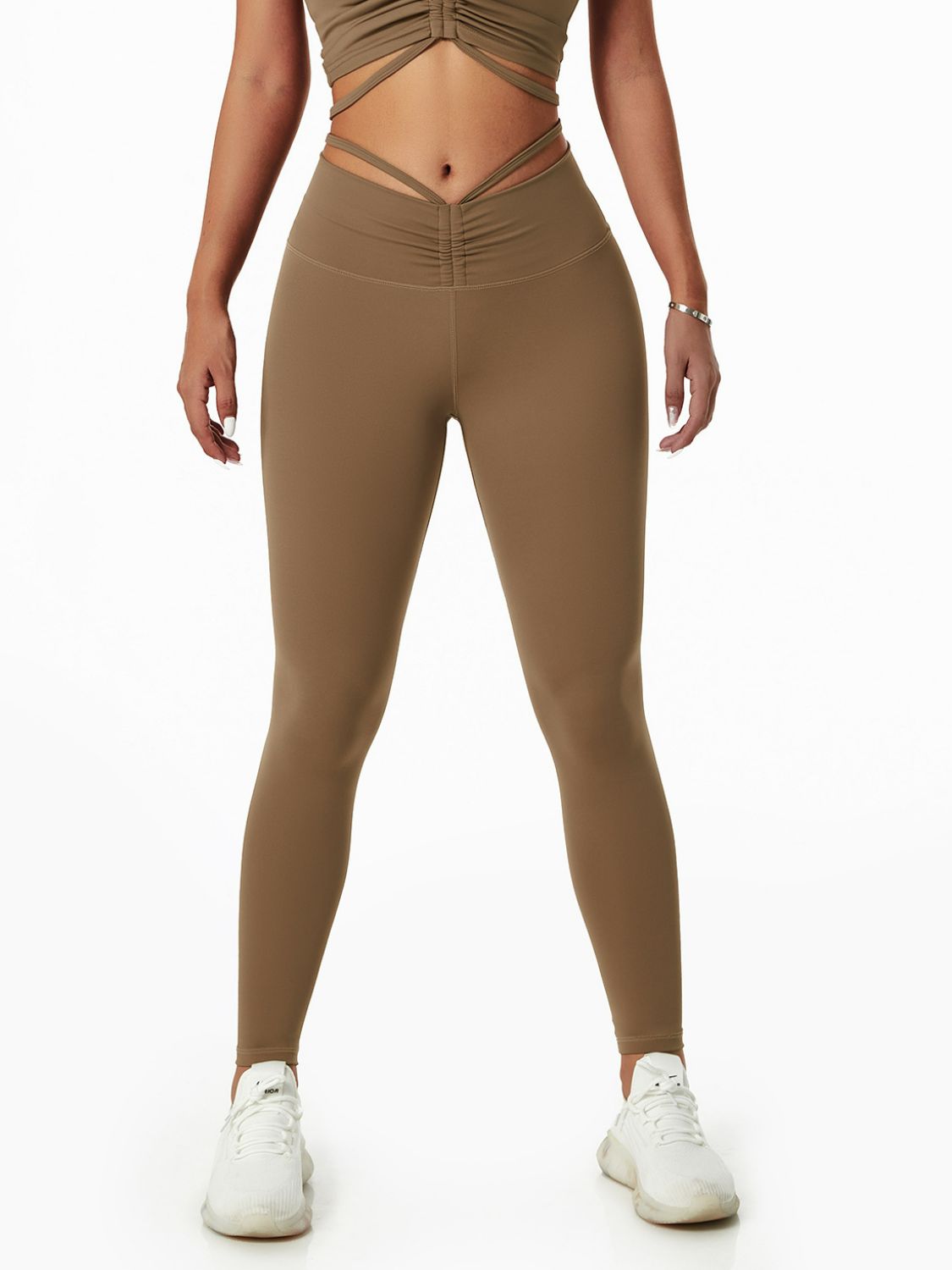 Breathable Drawstring Ruched Sports Leggings (Bottoms Only)