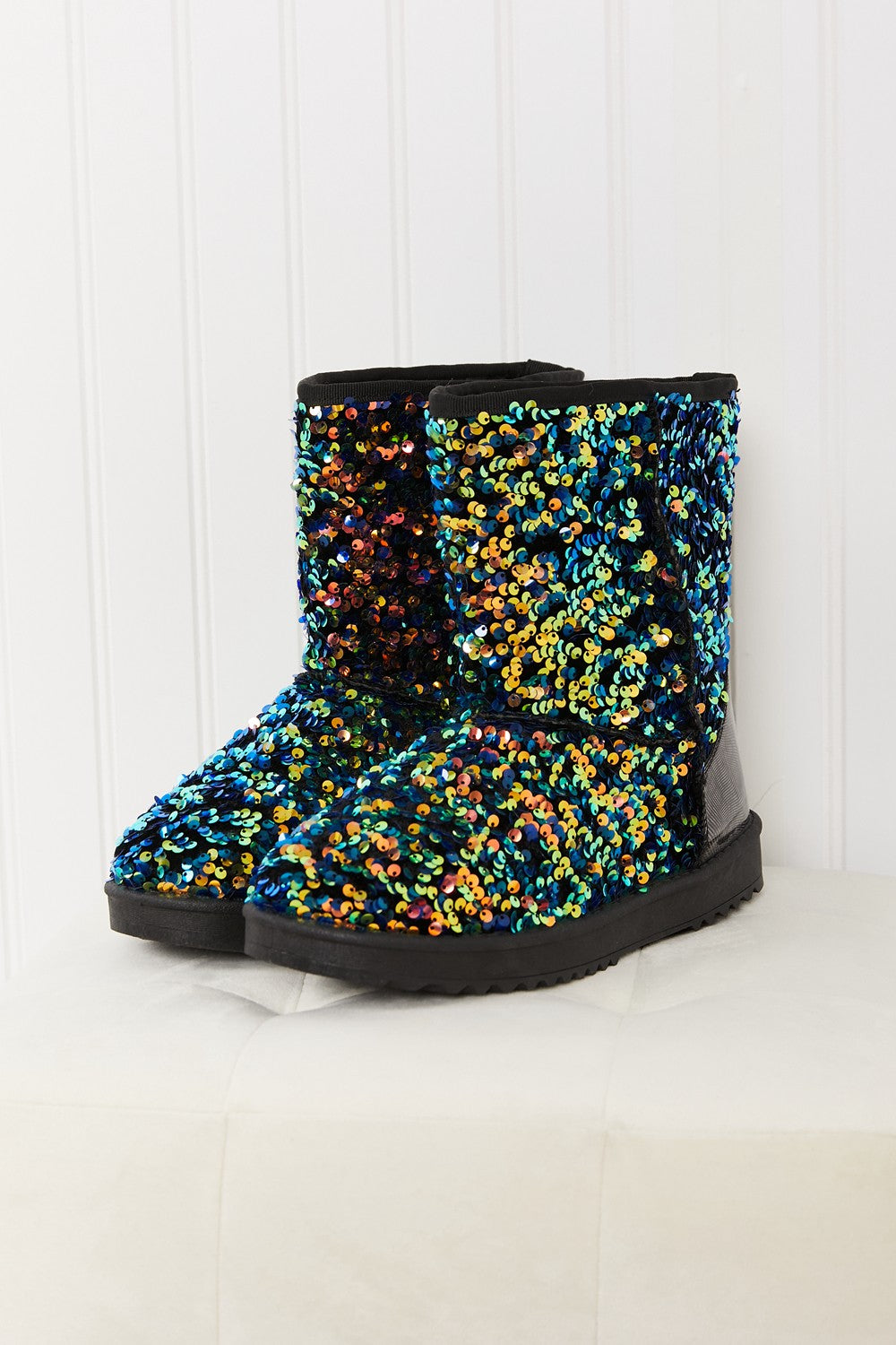 Forever Link Dazzle Me Multicolor Sequin Snow Booties