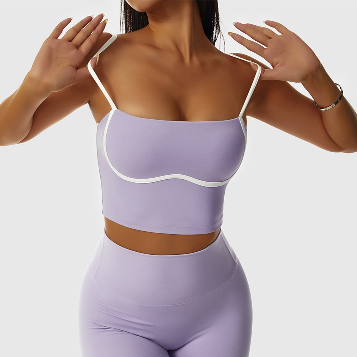 Contrast Spaghetti Strap Sports Bra