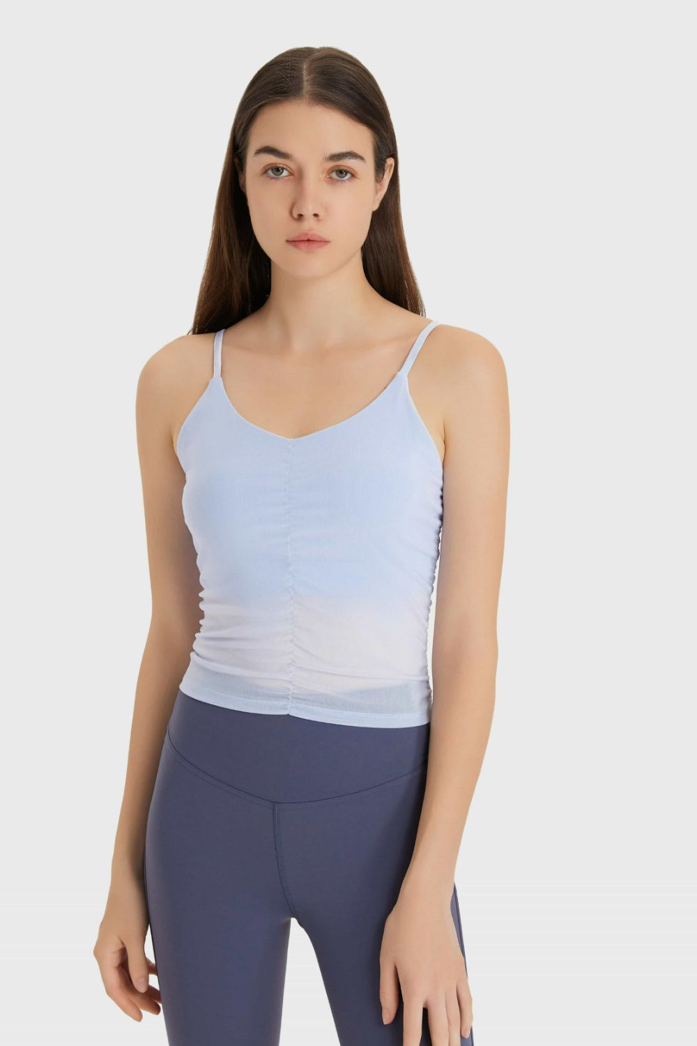 Ruched V-Neck Cropped Sports Cami