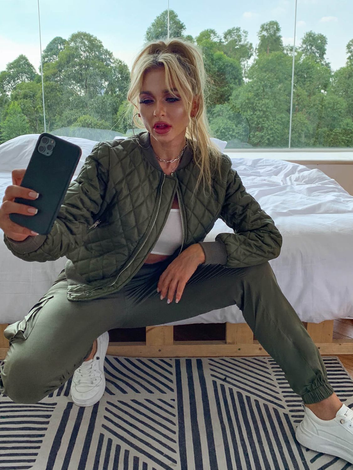 Zip Up Quilted Bomber Jacket
