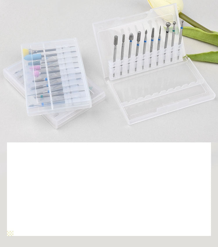 10Pcs/box Nail Cone Tip Ceramic Drill Bits Electric Cuticle Clean Rotary For Manicure Pedicure Grinding Head Sander Tool