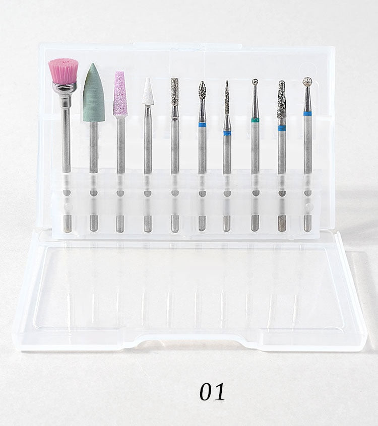 10Pcs/box Nail Cone Tip Ceramic Drill Bits Electric Cuticle Clean Rotary For Manicure Pedicure Grinding Head Sander Tool