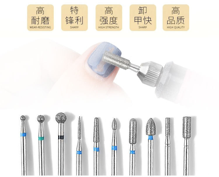 10Pcs/box Nail Cone Tip Ceramic Drill Bits Electric Cuticle Clean Rotary For Manicure Pedicure Grinding Head Sander Tool