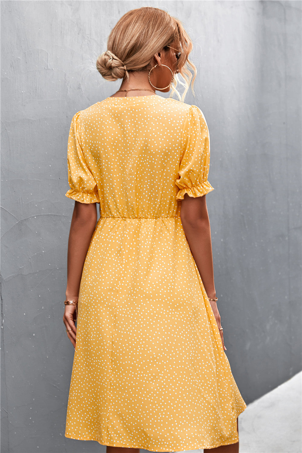 Polka Dot Puff Sleeve Dress