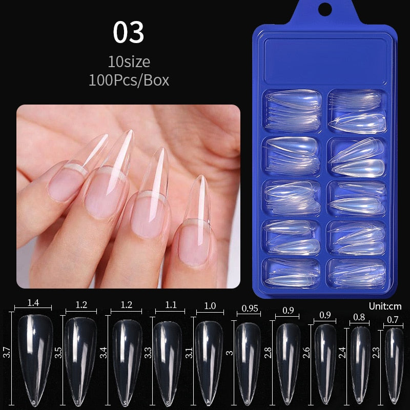 Nail Art Press on False Nails Fake Nails Coffin Gel Nails Extension System Full Cover Short Nail Gel Tips Art Accessories Tool