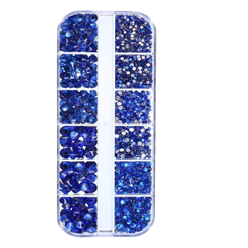 Nail Art Rhinestones Kit 2400pcs Nail Gems Ab Flatback Rhinestones Gems Stones with Storage Organizer for Design Bright Holiday