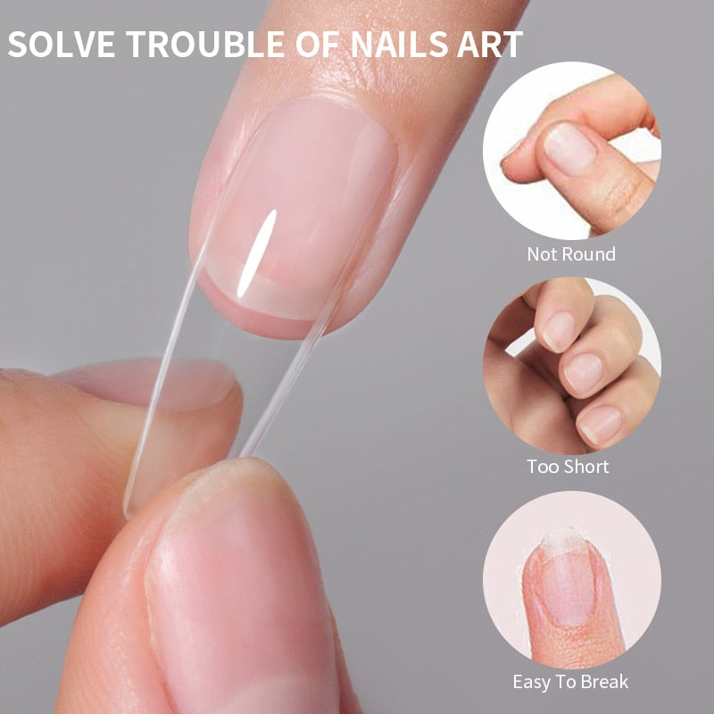 Nail Art Press on False Nails Fake Nails Coffin Gel Nails Extension System Full Cover Short Nail Gel Tips Art Accessories Tool