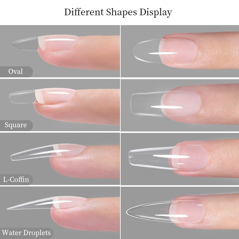 Nail Art Press on False Nails Fake Nails Coffin Gel Nails Extension System Full Cover Short Nail Gel Tips Art Accessories Tool