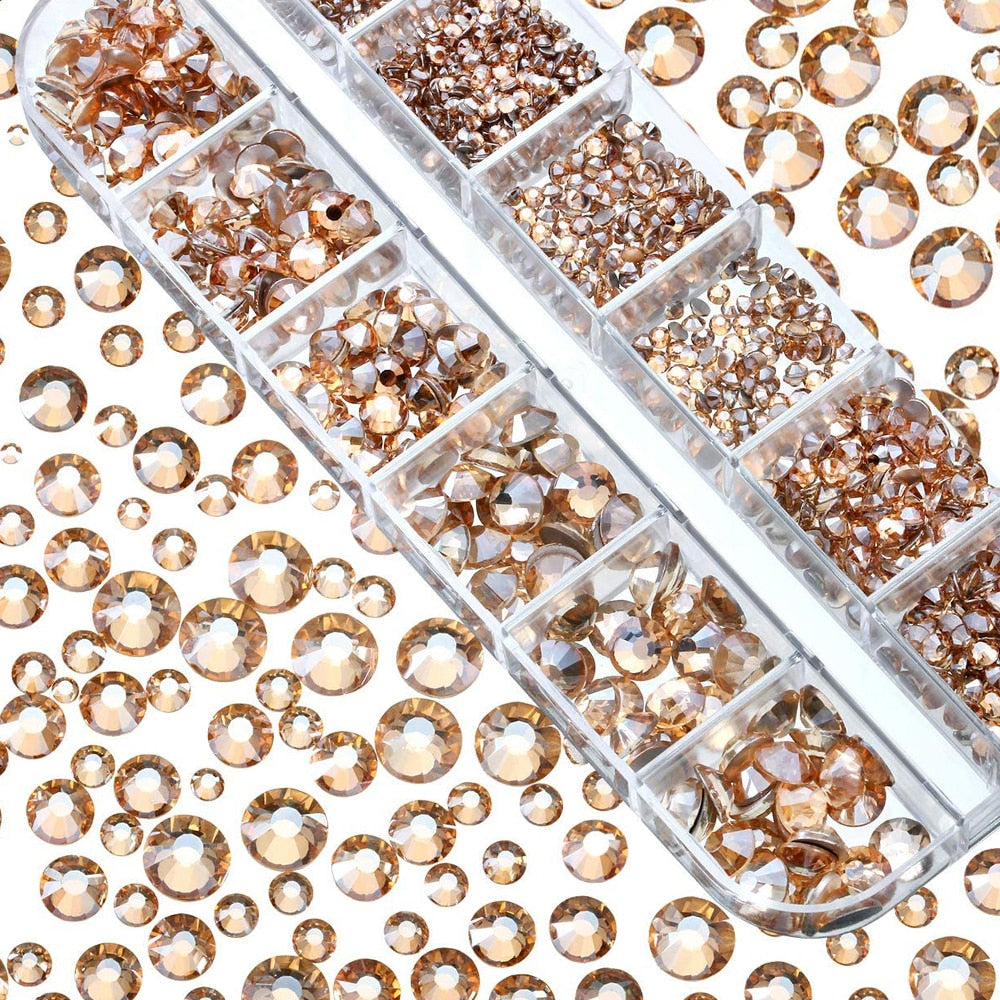 Nail Art Rhinestones Kit 2400pcs Nail Gems Ab Flatback Rhinestones Gems Stones with Storage Organizer for Design Bright Holiday