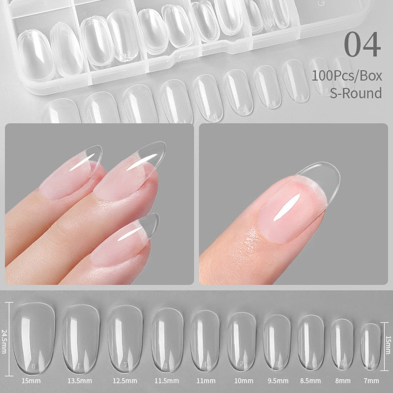 Nail Art Press on False Nails Fake Nails Coffin Gel Nails Extension System Full Cover Short Nail Gel Tips Art Accessories Tool