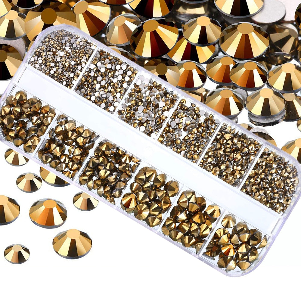 Nail Art Rhinestones Kit 2400pcs Nail Gems Ab Flatback Rhinestones Gems Stones with Storage Organizer for Design Bright Holiday