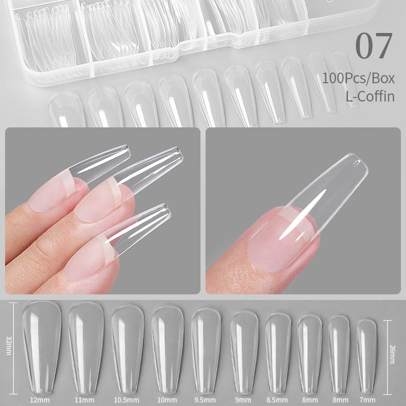 Nail Art Press on False Nails Fake Nails Coffin Gel Nails Extension System Full Cover Short Nail Gel Tips Art Accessories Tool
