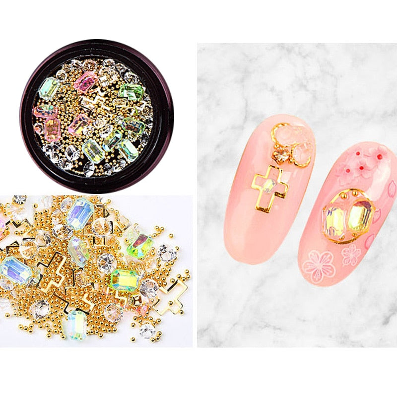 3D Nail Rhinestones Rose Jewelry Diverse DIY Gems Charming Mix Crystal Nail Art Decorations Gel Glitter Charms Nail Accessories
