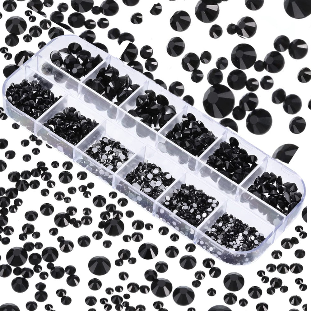 Nail Art Rhinestones Kit 2400pcs Nail Gems Ab Flatback Rhinestones Gems Stones with Storage Organizer for Design Bright Holiday