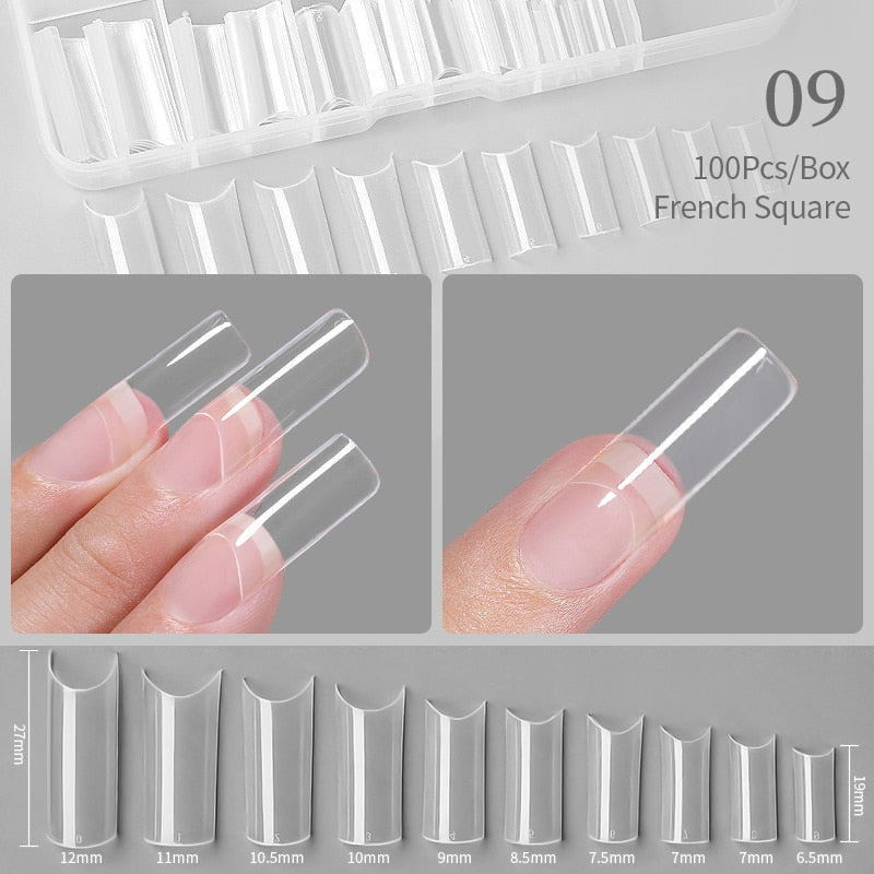 Nail Art Press on False Nails Fake Nails Coffin Gel Nails Extension System Full Cover Short Nail Gel Tips Art Accessories Tool
