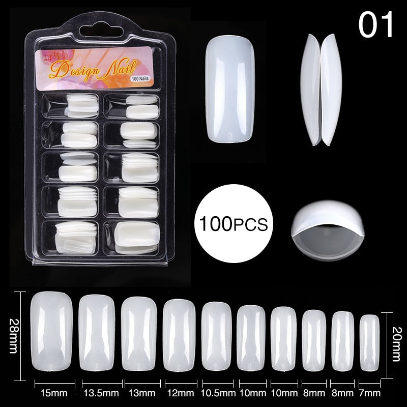 Nail Art Press on False Nails Fake Nails Coffin Gel Nails Extension System Full Cover Short Nail Gel Tips Art Accessories Tool