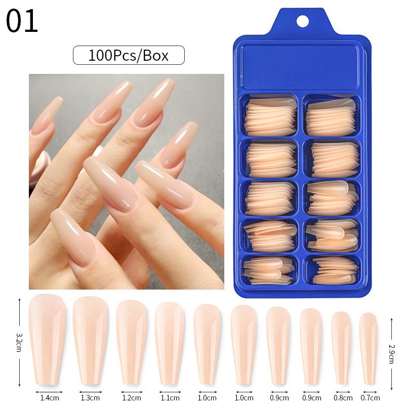 Nail Art Press on False Nails Fake Nails Coffin Gel Nails Extension System Full Cover Short Nail Gel Tips Art Accessories Tool