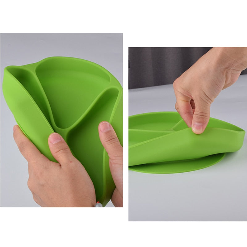 6pcs baby tableware set plate sucktion bowl cup bib spoon fork children silicone feeding cultery set