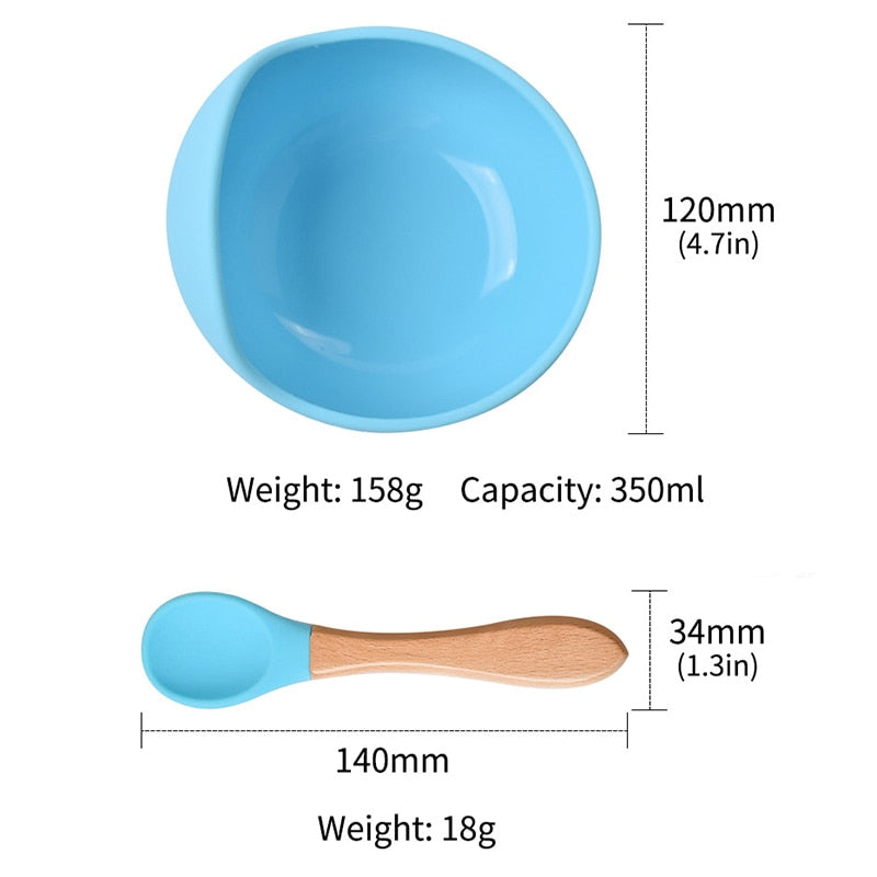 6pcs baby tableware set plate sucktion bowl cup bib spoon fork children silicone feeding cultery set