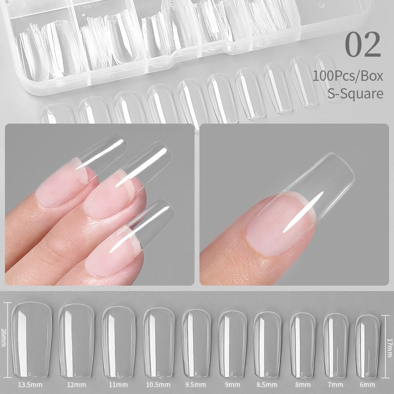Nail Art Press on False Nails Fake Nails Coffin Gel Nails Extension System Full Cover Short Nail Gel Tips Art Accessories Tool