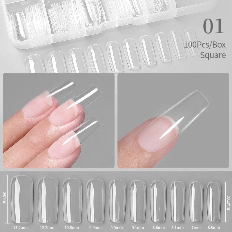 Nail Art Press on False Nails Fake Nails Coffin Gel Nails Extension System Full Cover Short Nail Gel Tips Art Accessories Tool